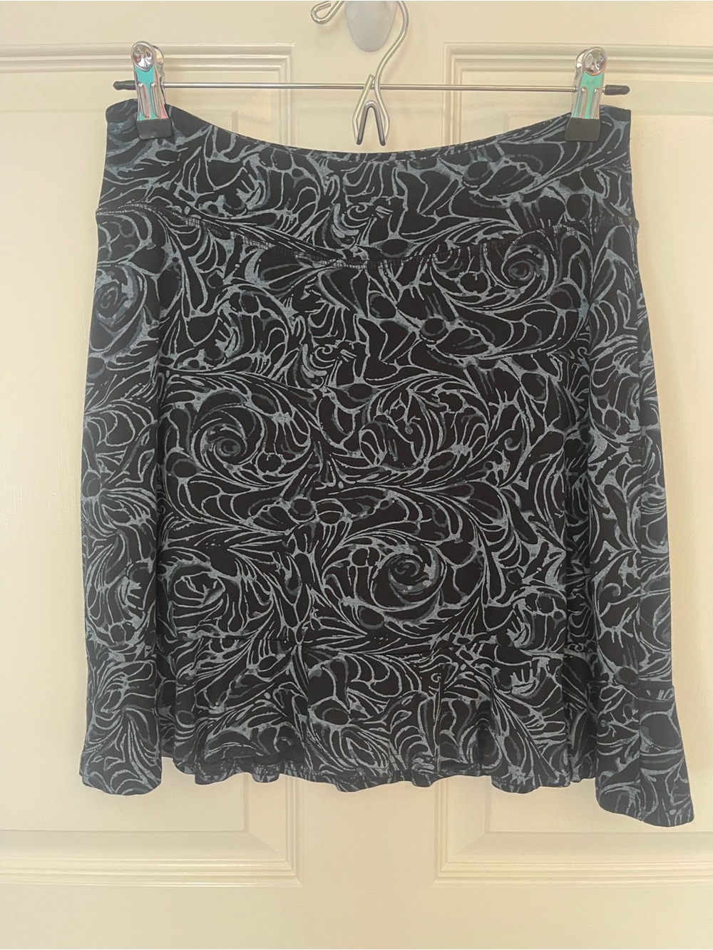 fresh produce Black and Light Gray Floral Mini Skirt